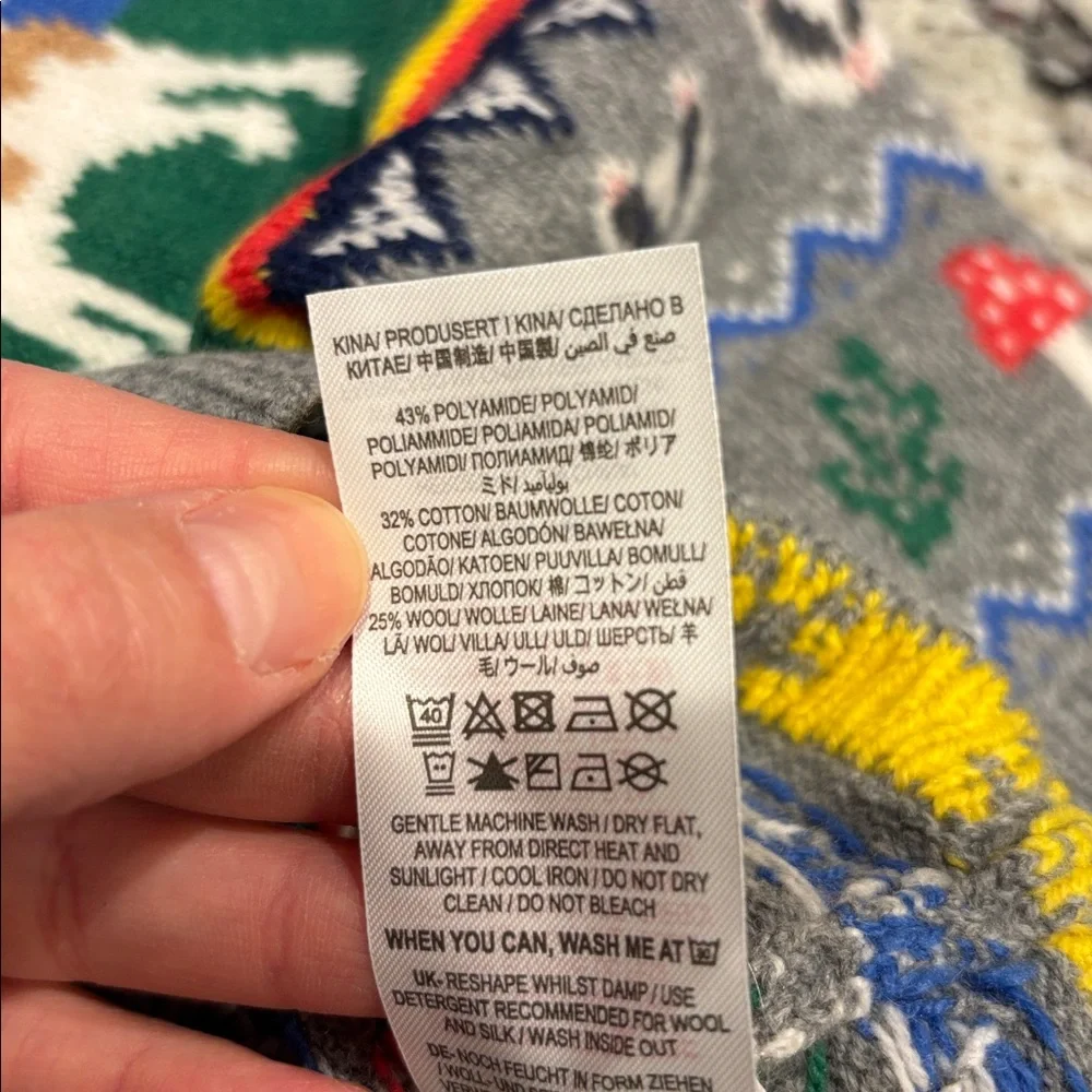 Mini Boden Gray Sweater with Colorful Patterns - Picture 7 of 8